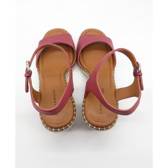Lucky Brand Women's Rose Red Ankle Strap Block Heel Sandals Size 12 NEW - Picture 4 of 7
